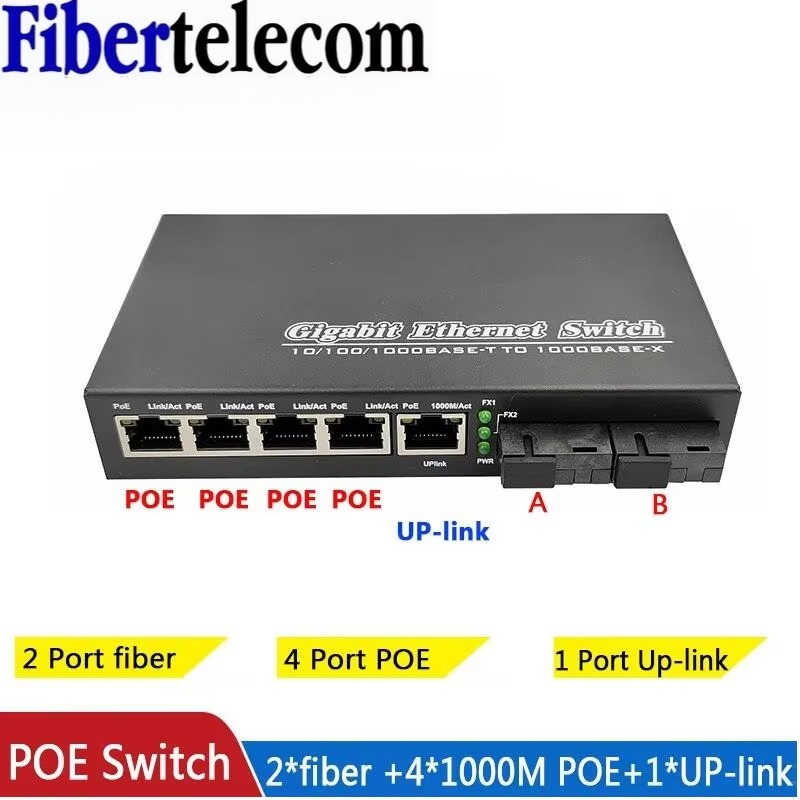 POE Switch 4 POE 2 Fiber 2F5GE - Power Over Ethernet ulasan dan harga