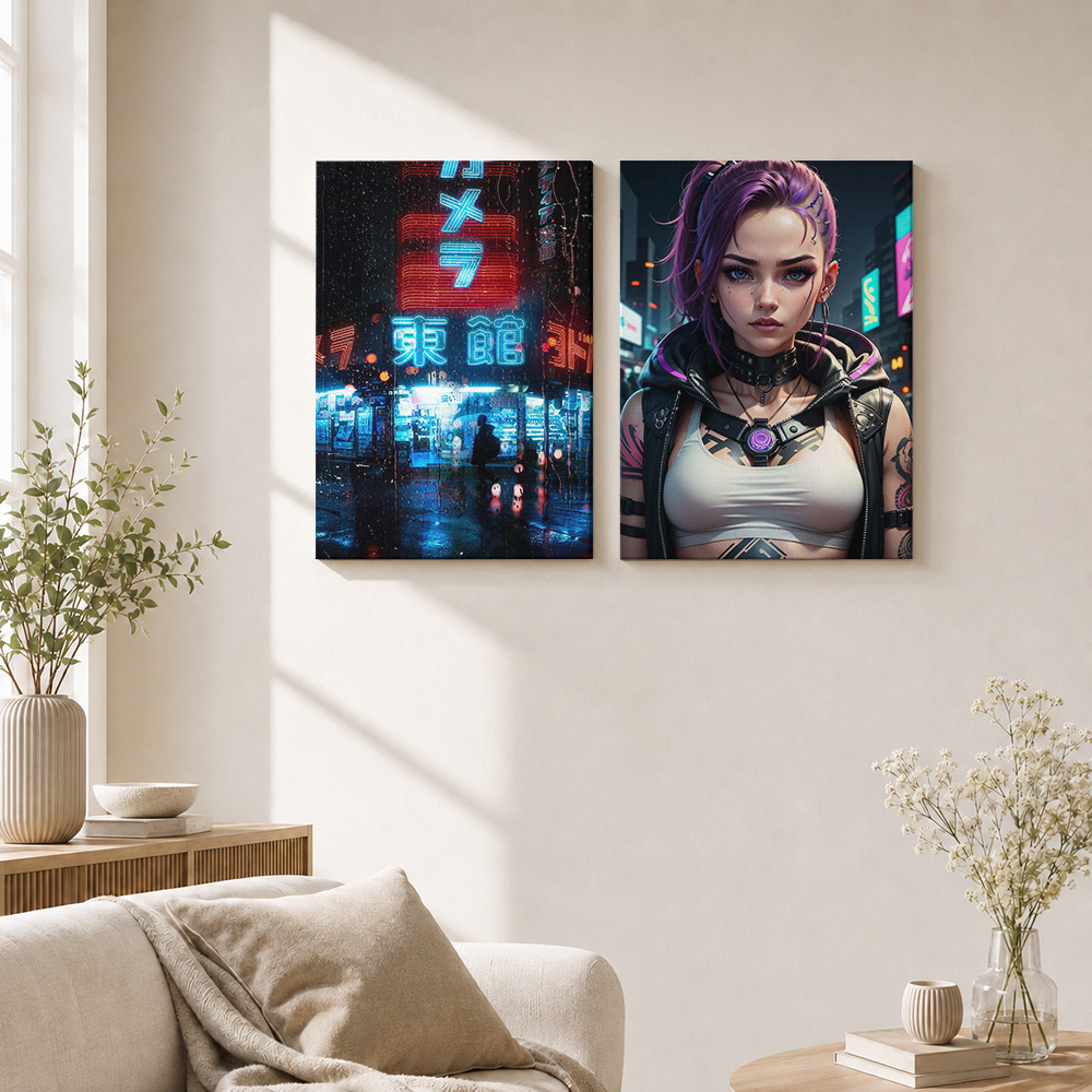 Cyberpunk Canvas Print Poster  - Office Technologies ulasan dan harga